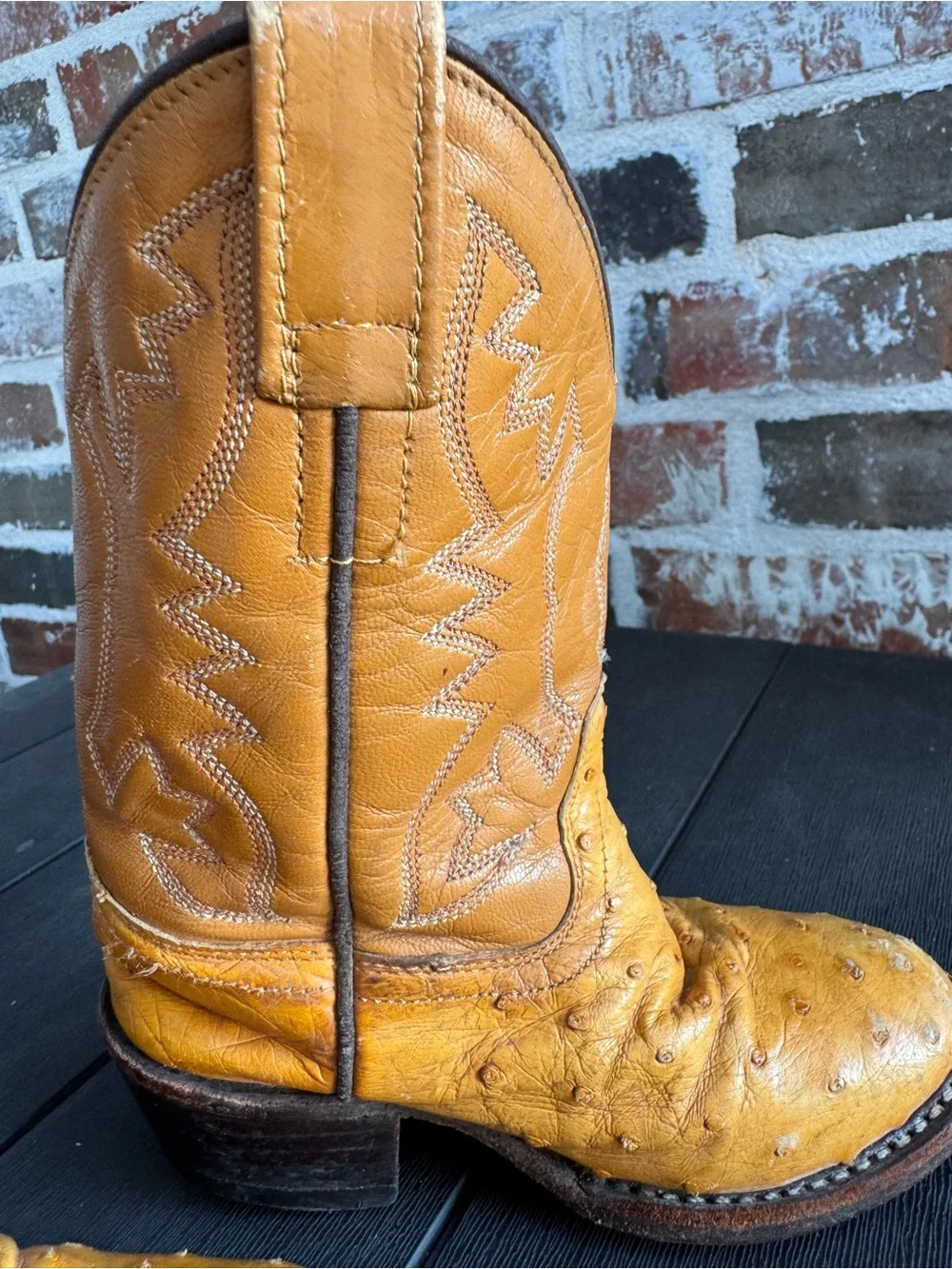 🤠 Handcrafted Vintage Kids Full-Quill Ostrich Cowboy Boots - Size 5 Y